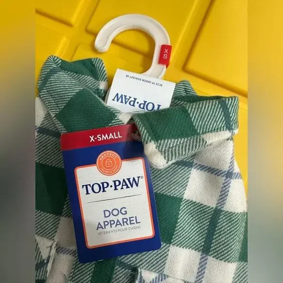Top Paw Green and Blue Shacket Plaid Dog Shirt - XS - Picture 9 of 10